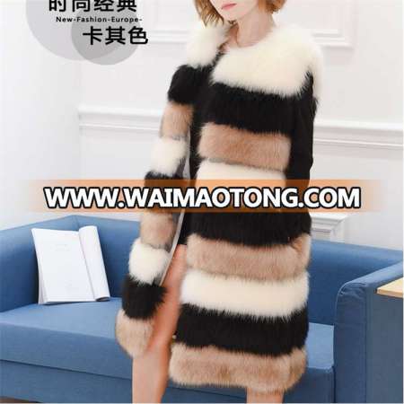 2017 fashion long style winter womens faux fox fur gilet/vest with fur collar fur coat factory wholesale from China