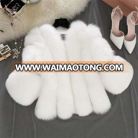 2017 fashion winter lady v-neck silver fox white faux fox fur gilet/vest women's clothing fur coat factory wholesale from China